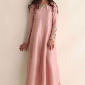 Silk Aline Shirt and Pants with Plain Chiffon Dupatta