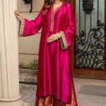 Silk Aline Long Shirt with Jamawar Palazzo Pants