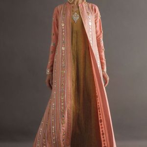 Silk Aline Long Coat with Inner Long Maxi and Pants