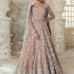 Net Pishwaaz and Border Work Dupatta with Silk Lehnga