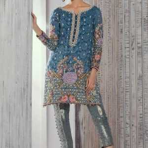 Self Embroidered Chiffon with Jamawar Capri