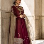 Silk Pishwaaz and Churidar Pajama with Self Printed Chiffon Dupatta