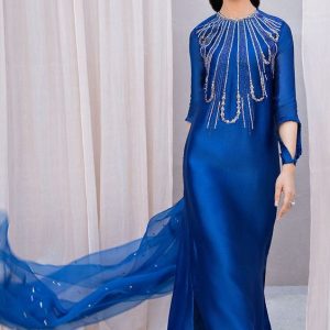 Silk Kaftan Long Shirt and Pants with Net Dupatta