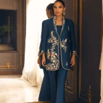 Silk Teal Jacket with Pants