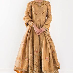 Shimmer Pishwaaz and Dhaka Pants with Net Border Work Dupatta