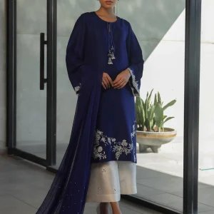 Raw Silk Shirt and Pants with Chiffon Dupatta