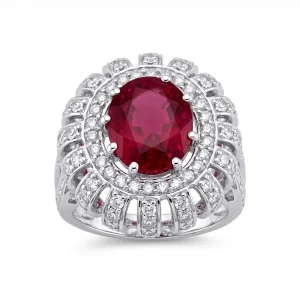 Sterling silver ruby zircon ring