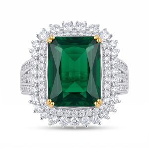 Sterling silver, emerald zircon ring