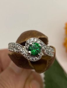 Green And Silver Emerald Ring