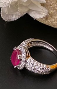 Red-Silver Ruby-Cubic Zirconia Ring