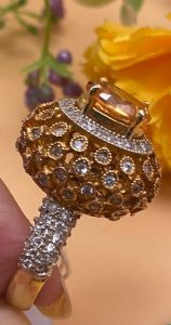 Champagne-Gold-Silver Crystal Ring