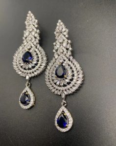Blue, Silver And Gold Sapphire Earring