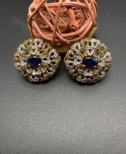 Blue, Silver And Gold Sapphire Earring