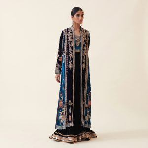 Velvet Coat and Dhaka Pajama with Inner Camisole
