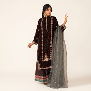 Velvet Shirt with Silk Chata Patti Culottes and Net Dupatta
