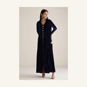 Velvet Front Open Shirt with Silk Pants
